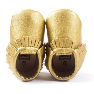 Gold Baby Moccasins - Vegan Leather Baby Moccasins